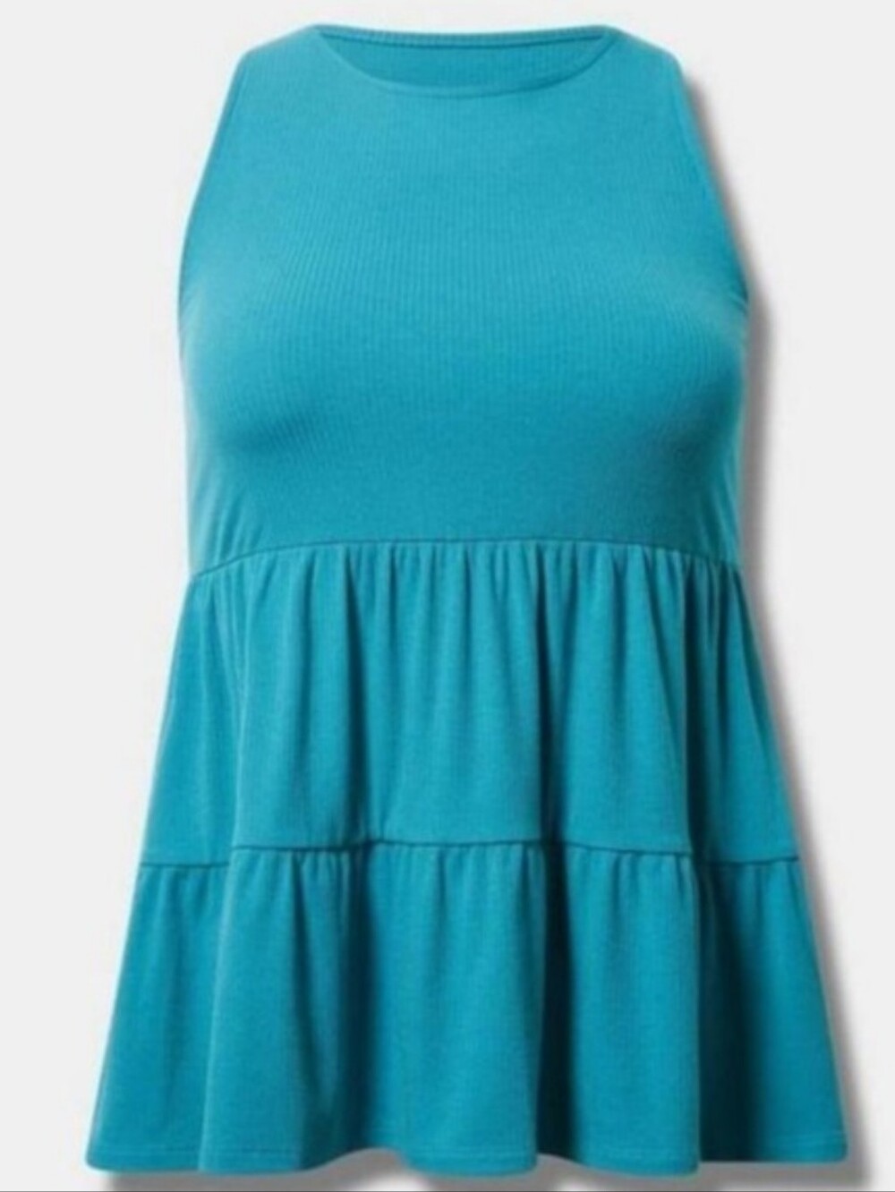 torrid Teal Tiered Peplum Ribbed Tank